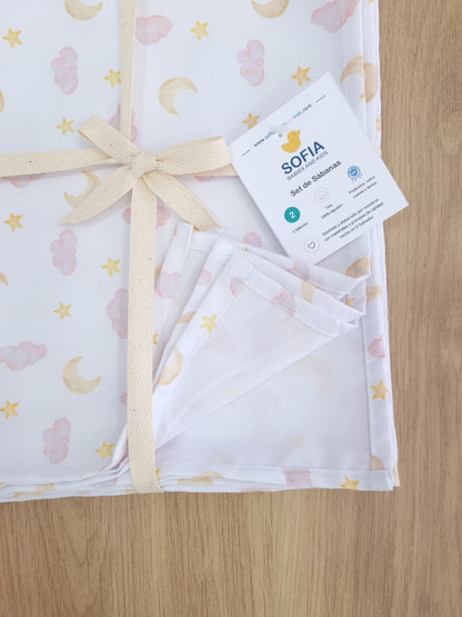 Set de 2 sábanas frescas. Cielo Rosa Tiza