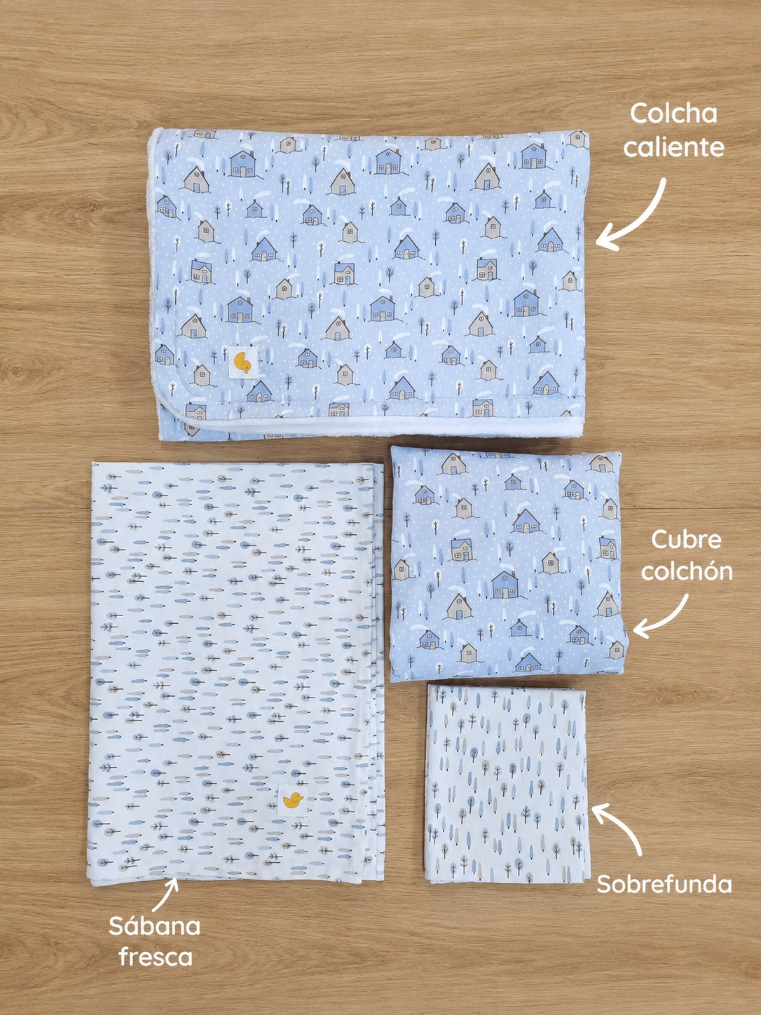 Set de Cuna. Casitas Azules