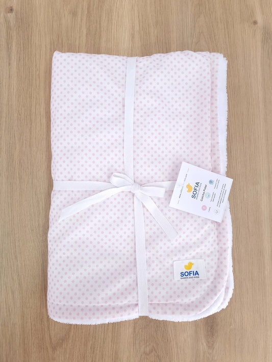 Colcha Polar. Puntos Rosa Percal