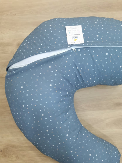 Almohada de lactancia y maternidad XL. Azul Cielo