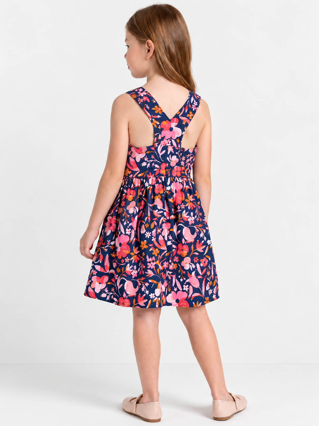 Vestido Flores Rosa/Azul