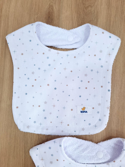 Set de 2 baberos. Blanco Cielo