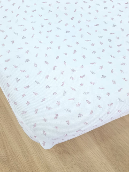 Cubre colchón cuna. Hojita Rosa
