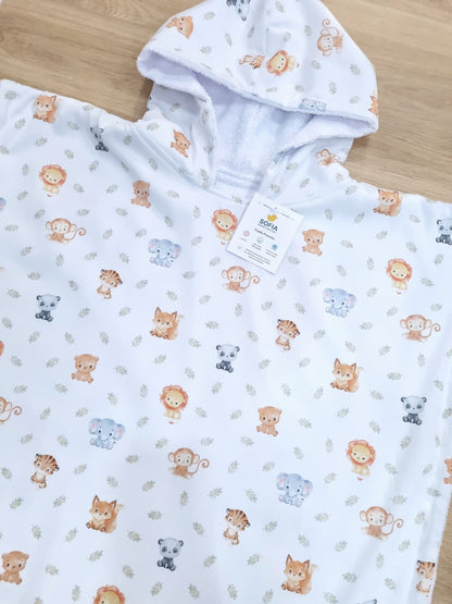 Toalla Poncho Animalitos con Hojitas