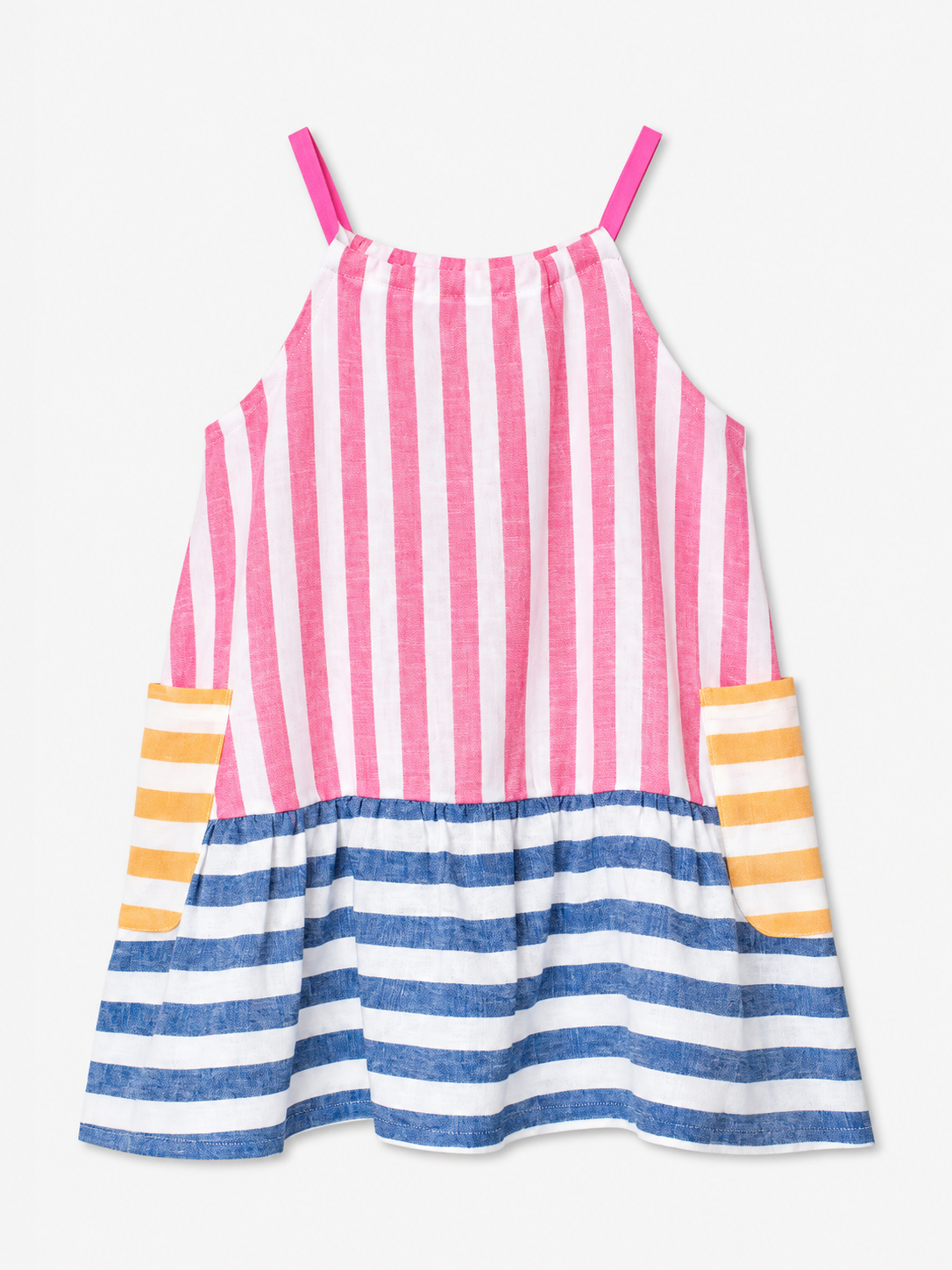 Vestido Rayas Rosa, Azul y Amarillo
