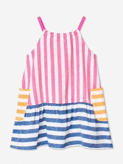Vestido Rayas Rosa, Azul y Amarillo