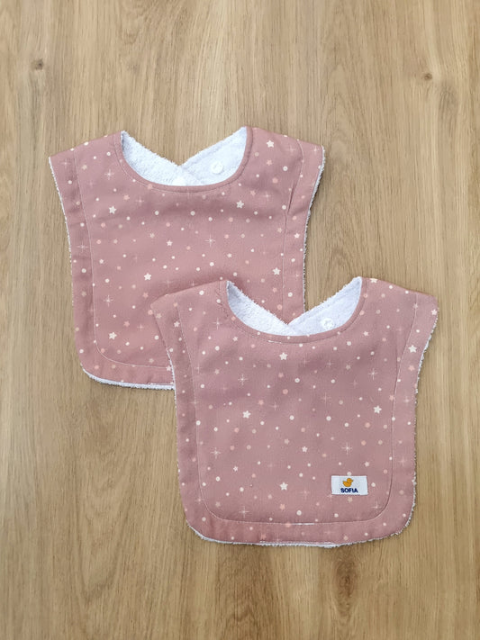 Set de 2 baberos. Rosa cielo