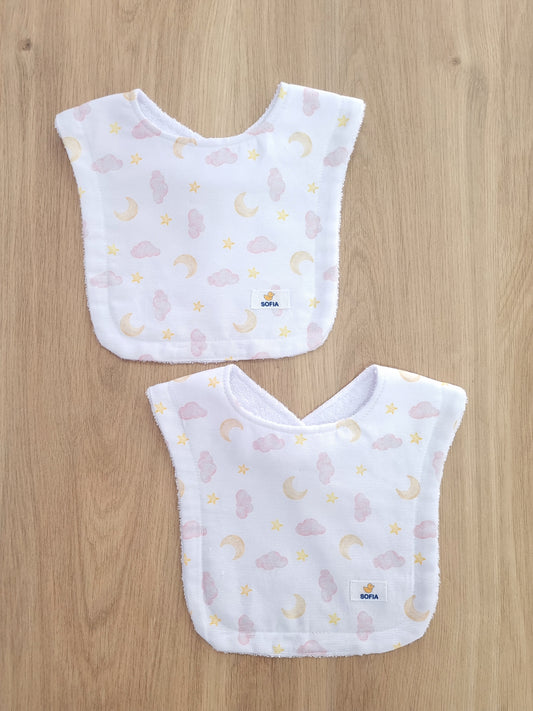 Set de 2 baberos. Cielo Rosa Tiza