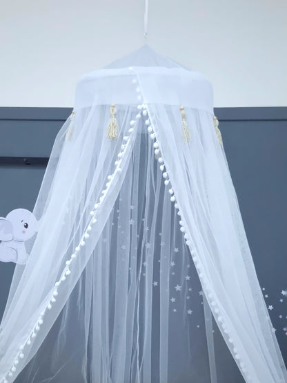 Mosquitero de cuna. Maderas y Tassels Café