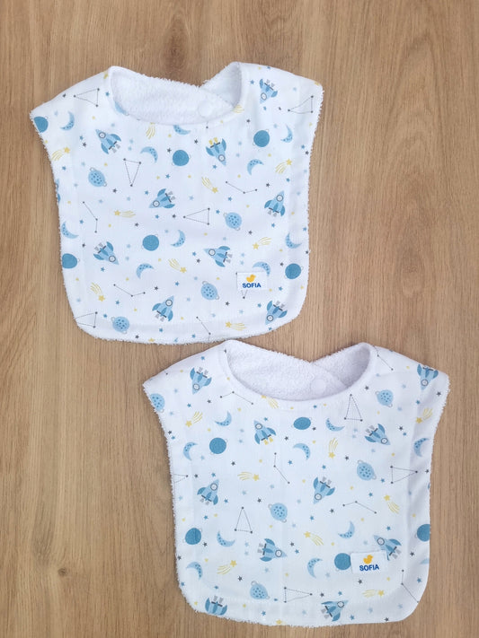 Set de 2 baberos. Nave Azul
