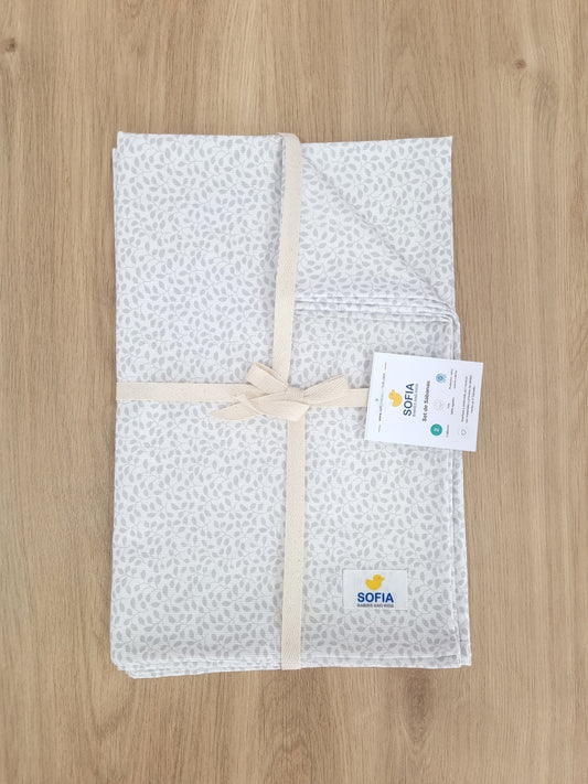 Set de 2 sábanas frescas. Hojitas Gris