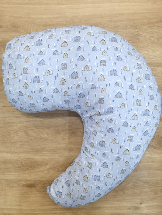 Almohada de lactancia y maternidad XL. Casitas Azules