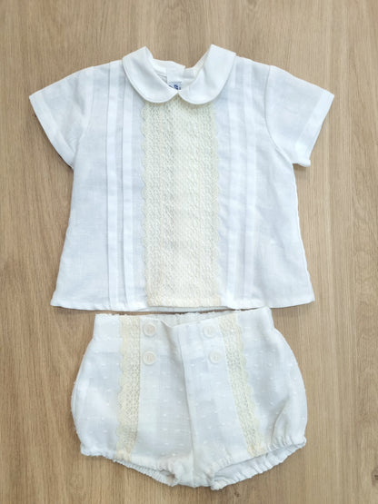 Conjunto Lino con Encaje al Centro. 3M