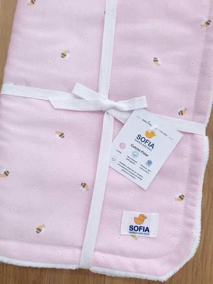 Colcha Polar. Abejita Rosa