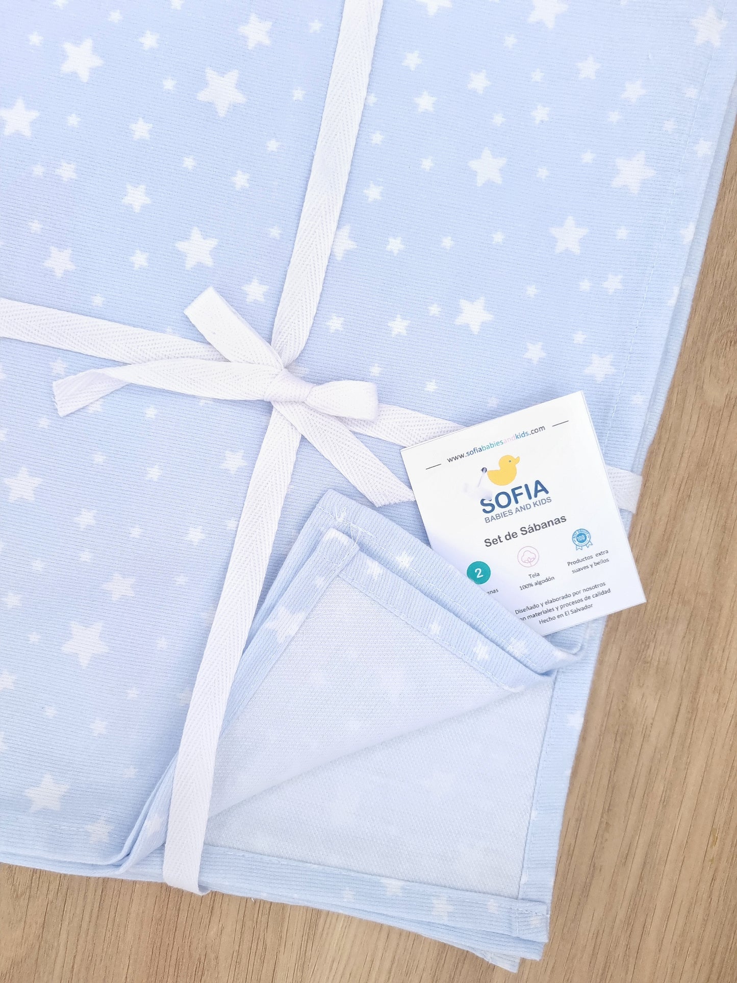 Set de 2 sábanas frescas. Azul Estrellas Blancas