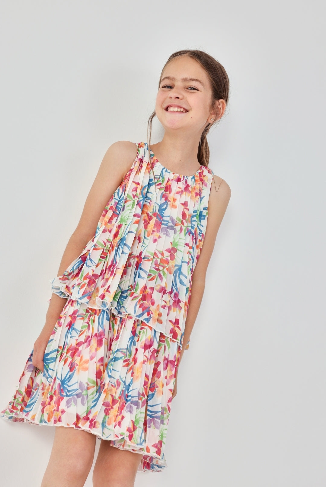 Vestido Plisado Hojas