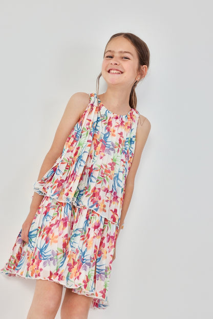 Vestido Plisado Hojas