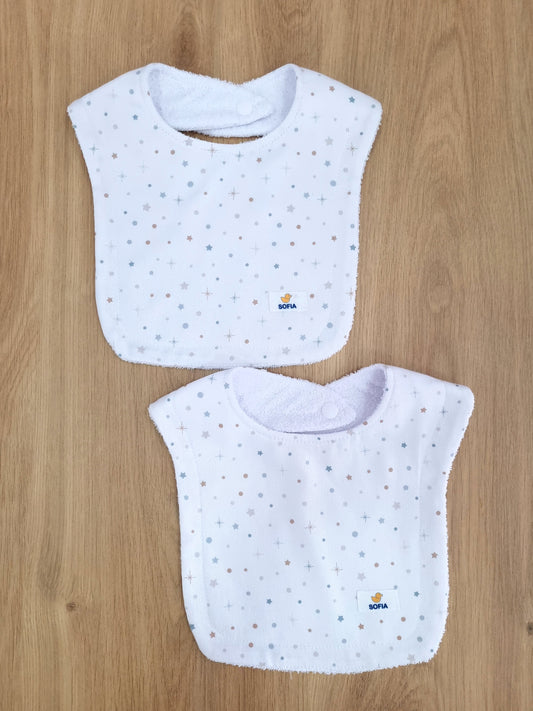 Set de 2 baberos. Blanco Cielo
