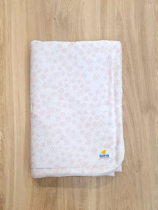 Colcha Polar. Flores Rosa Percal