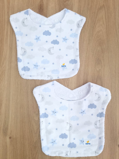 Set de 2 baberos. Cielo azul