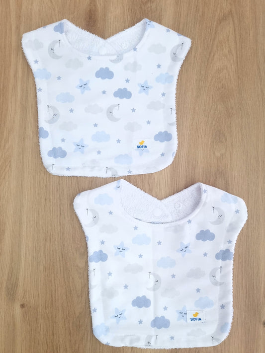 Set de 2 baberos. Cielo azul