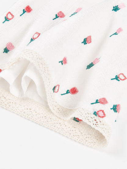 Vestido Blanco Flores Bordadas