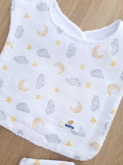 Set de 2 baberos. Cielo gris tiza