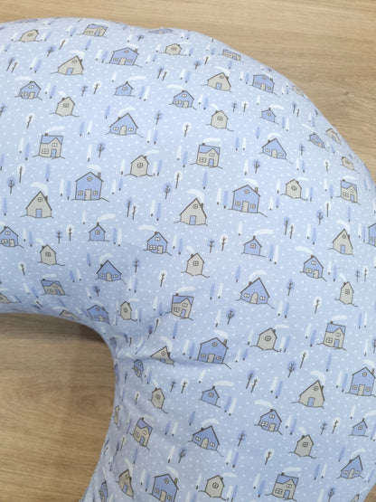 Almohada de lactancia y maternidad XL. Casitas Azules