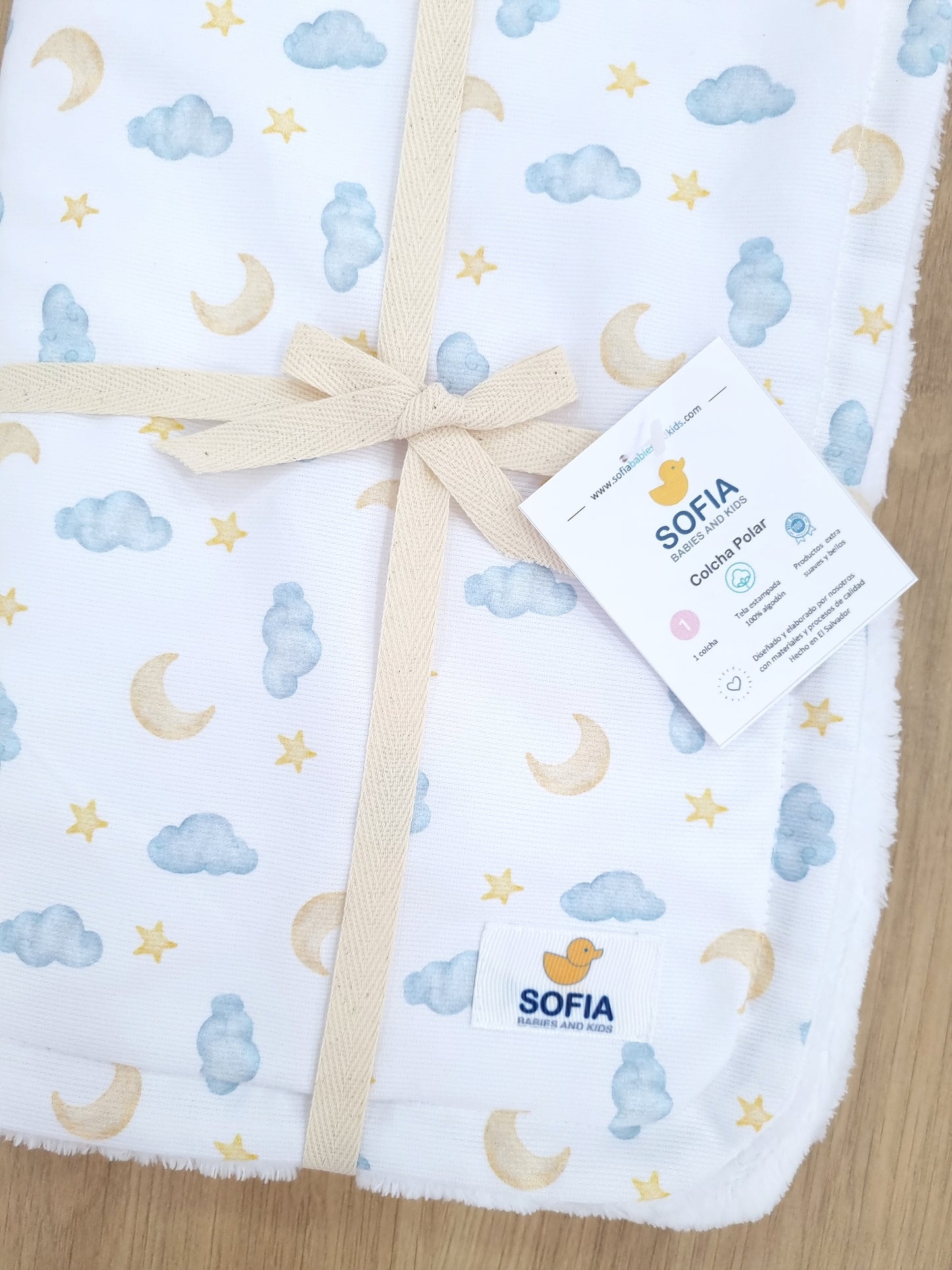 Colcha Polar. Cielo Azul Tiza