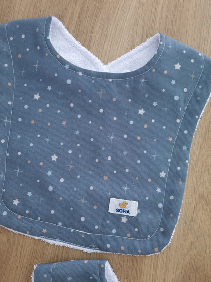 Set de 2 baberos. Azul cielo
