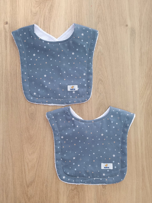 Set de 2 baberos. Azul cielo