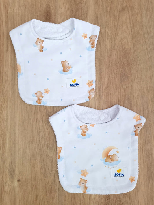 Set de 2 baberos. Osito Azul
