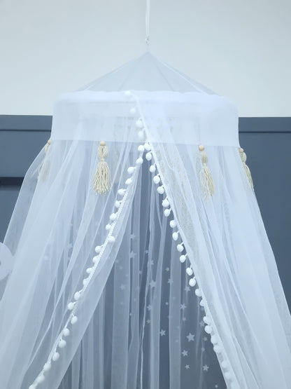 Mosquitero de cuna. Maderas y Tassels Café