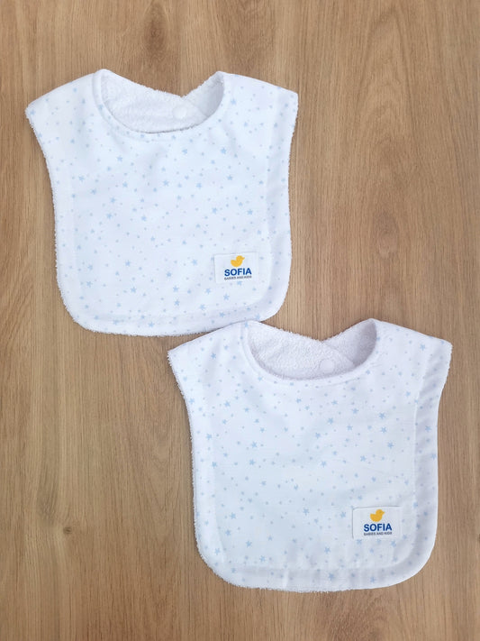 Set de 2 baberos. Estrellitas Azules