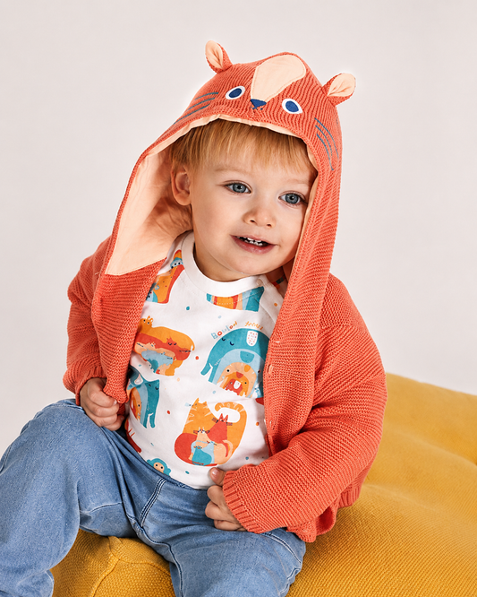 Sueter Naranja Leoncito con gorro