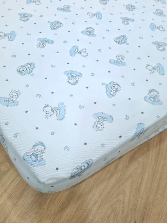 Cubre colchón cuna. Ositos Azules