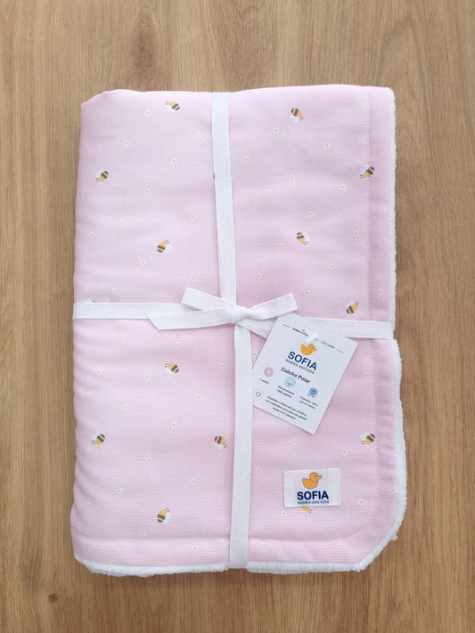 Colcha Polar. Abejita Rosa