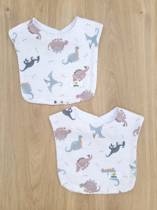 Set de 2 baberos. Dinosaurios