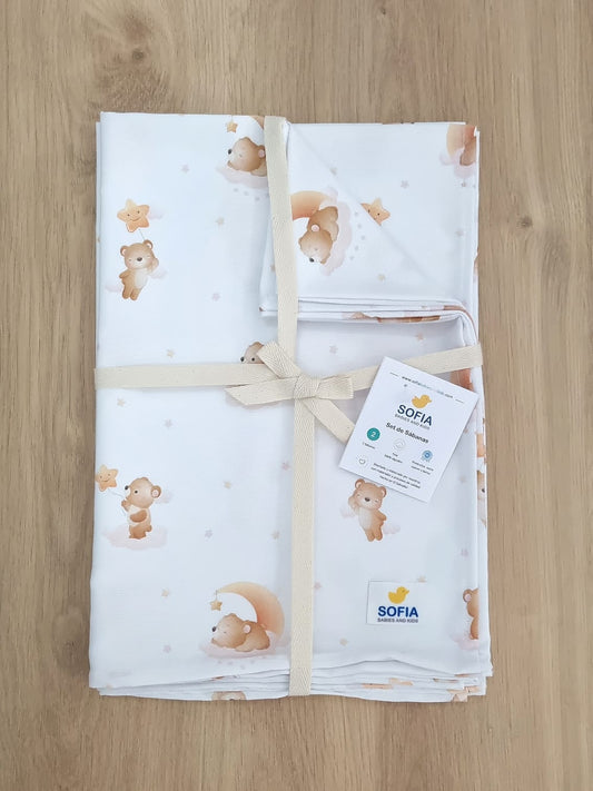 Set de 2 sábanas frescas. Osito Rosa