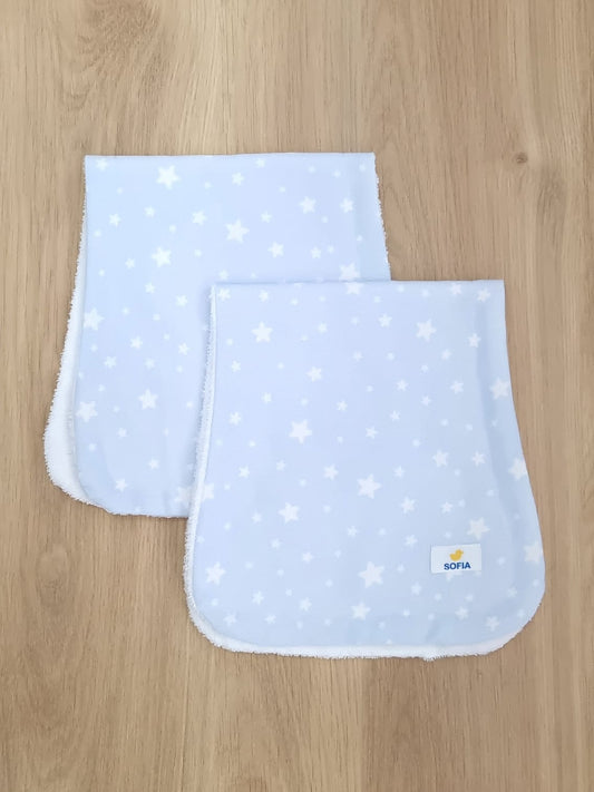 Set de 2 saliveros.  Azul Estrellas Blancas
